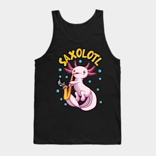 Saxolotl Sax Playing Axolotl Pun Walking Fish Tank Top